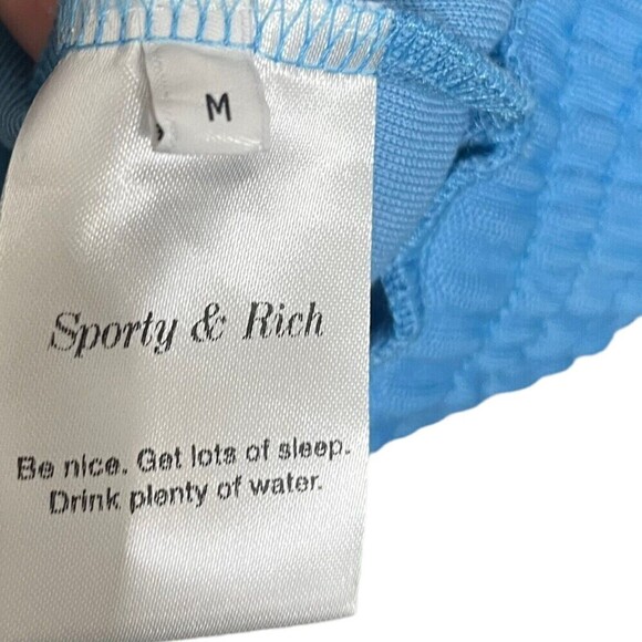 Sporty & Rich NWT Logo Track Jacket Women’s Size Medium Blue Zip Up Pockets - Picture 10 of 12